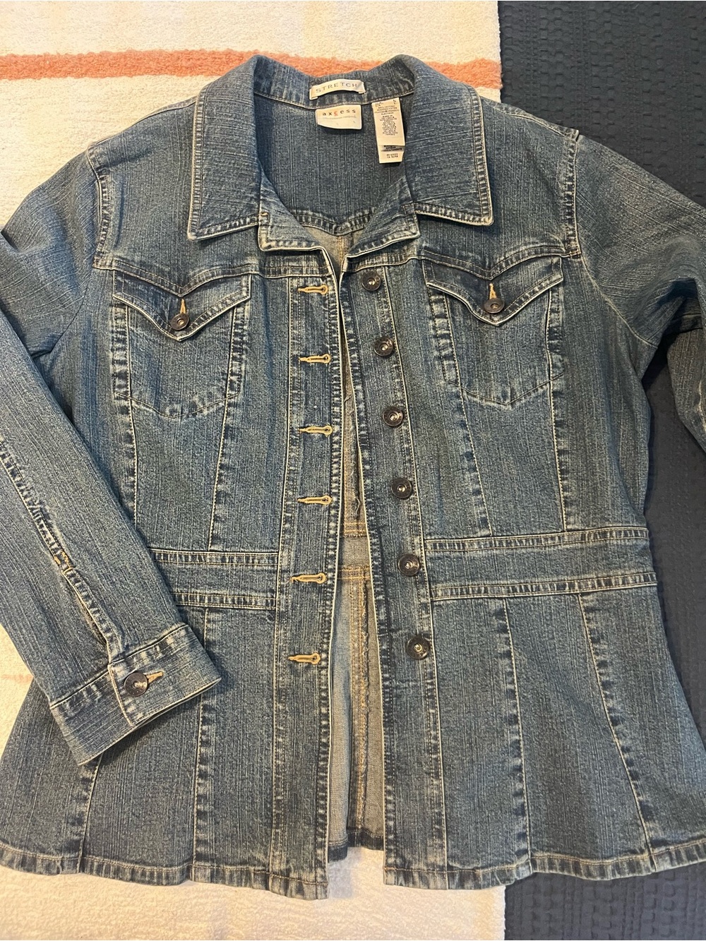 Axcess Vintage-Style Blue Jean Jacket with Button Front